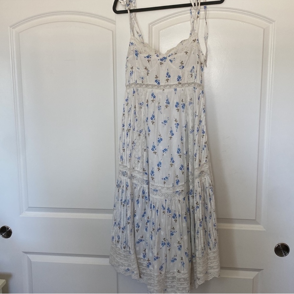LoveShackFancy Antonella White and Blue Floral Dress 10 - Picture 2 of 4